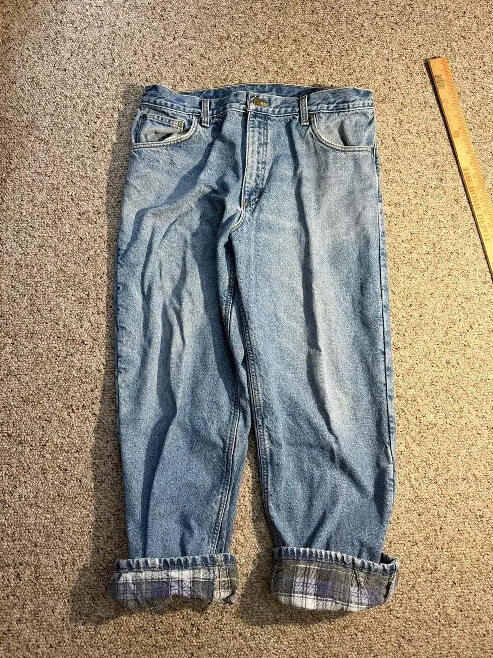 Vintage Carhartt Relaxed‎ Fit Flannel Lined Blue Denim Jeans